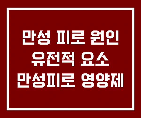 만성 피로 원인 유전적 요소 만성피로 영양제