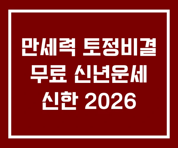 만세력 토정비결 무료 신년운세 신한 2026