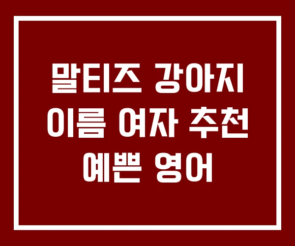 말티즈 강아지 이름 여자 추천 예쁜 영어