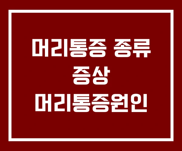 머리통증 종류 증상 머리통증원인