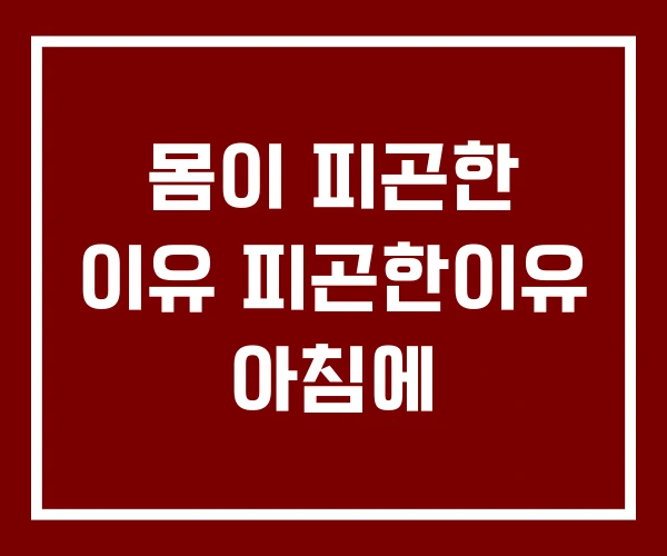 몸이 피곤한 이유 피곤한이유 아침에