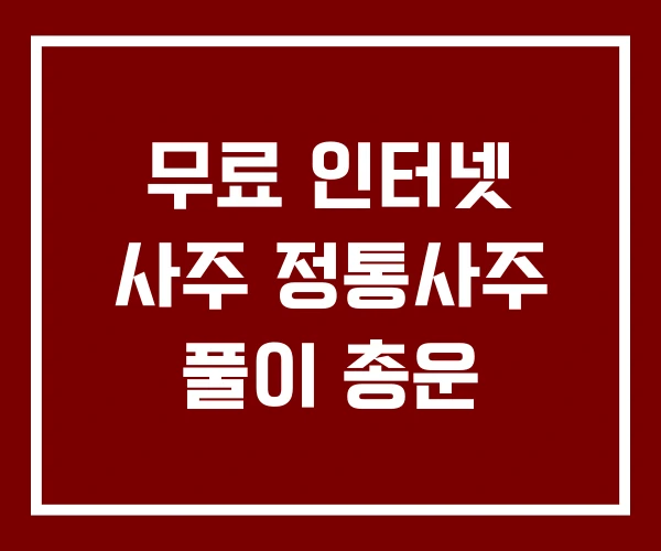 무료 인터넷 사주 정통사주 풀이 총운