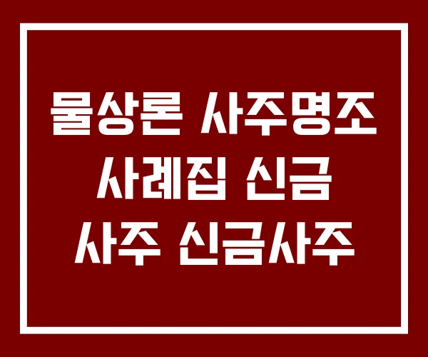 물상론 사주명조 사례집 신금 사주 신금사주