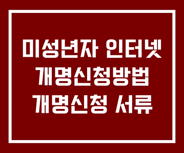 미성년자 인터넷 개명신청방법 개명신청 서류