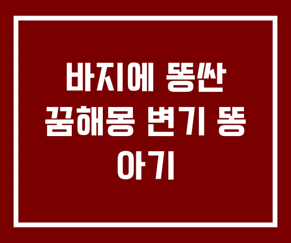 바지에 똥싼 꿈해몽 변기 똥 아기