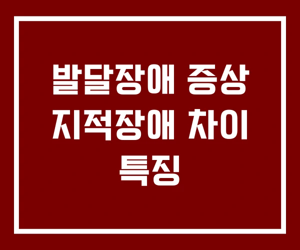 발달장애 증상 지적장애 차이 특징 발달장애 증상 지적장애 차이 특징