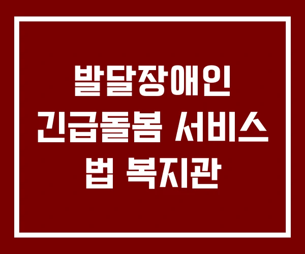 발달장애인 긴급돌봄 서비스 법 복지관