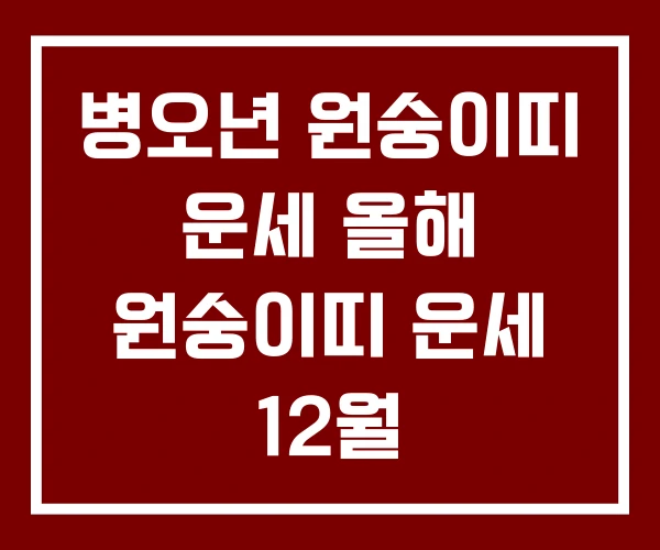병오년 원숭이띠 운세 올해 원숭이띠 운세 12월