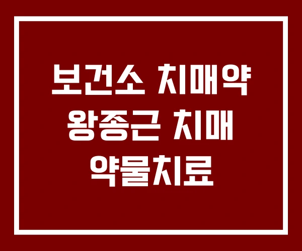 보건소 치매약 왕종근 치매 약물치료