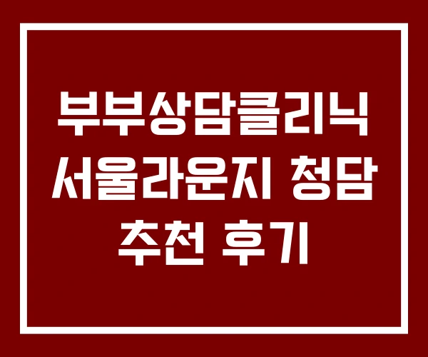 부부상담클리닉 서울라운지 청담 추천 후기 부부상담클리닉 서울라운지 청담 추천 후기