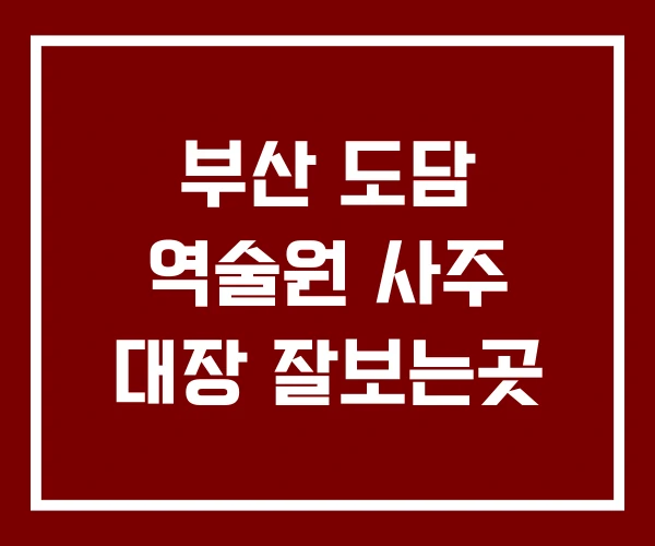 부산 도담 역술원 사주 대장 잘보는곳 부산 도담 역술원 사주 대장 잘보는곳