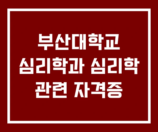 부산대학교 심리학과 심리학 관련 자격증 부산대학교 심리학과 심리학 관련 자격증