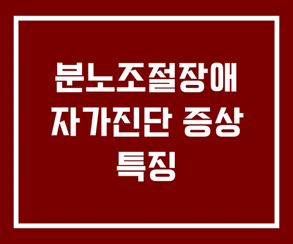분노조절장애 자가진단 증상 특징