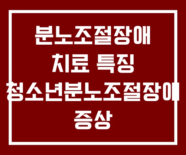 분노조절장애 치료 특징 청소년분노조절장애 증상