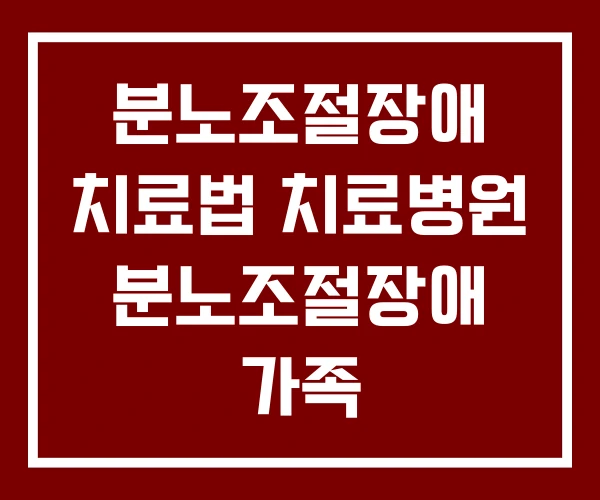 분노조절장애 치료법 치료병원 분노조절장애 가족