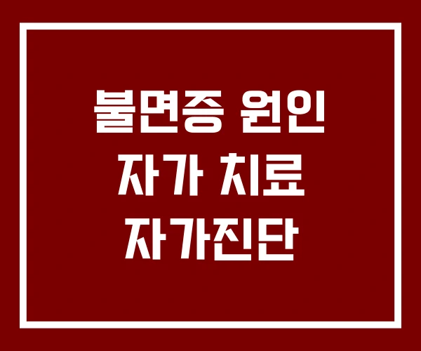 불면증 원인 자가 치료 자가진단