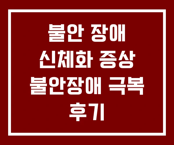 불안 장애 신체화 증상 불안장애 극복 후기 불안 장애 신체화 증상 불안장애 극복 후기