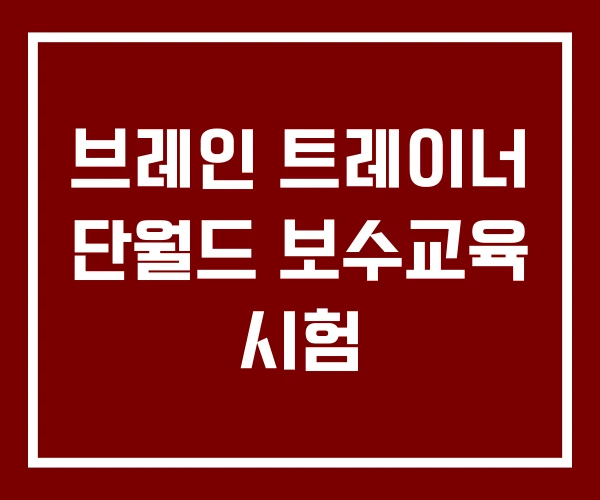브레인 트레이너 단월드 보수교육 시험