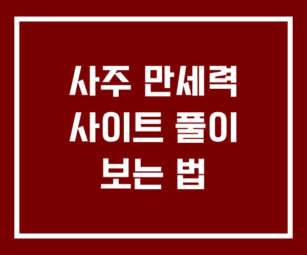 사주 만세력 사이트 풀이 보는 법