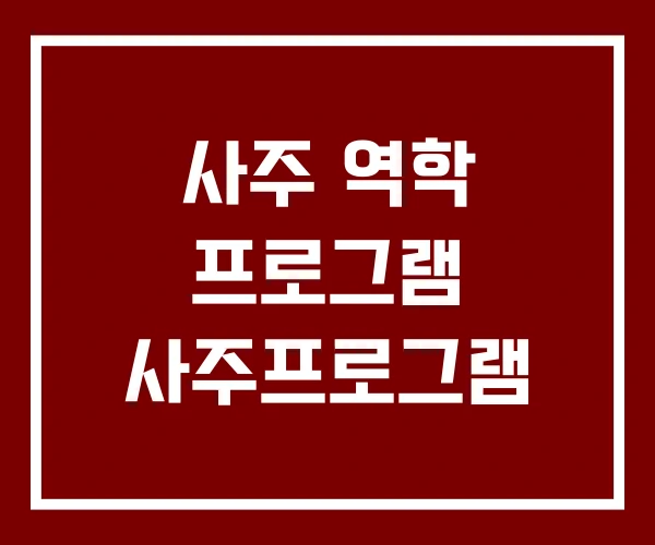 사주 역학 프로그램 사주프로그램
