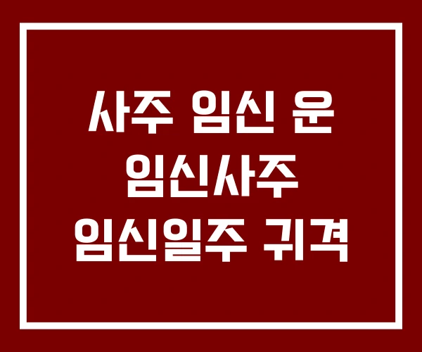 사주 임신 운 임신사주 임신일주 귀격