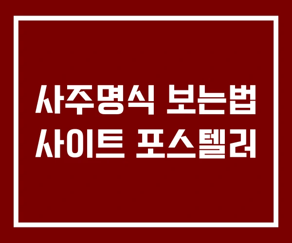 사주명식 보는법 사이트 포스텔러