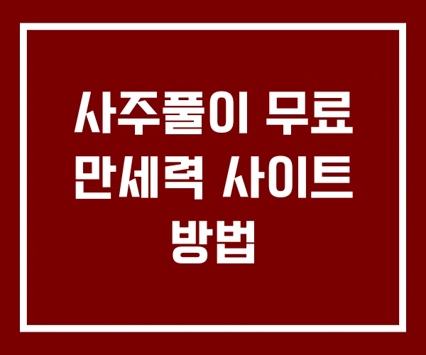 사주풀이 무료 만세력 사이트 방법