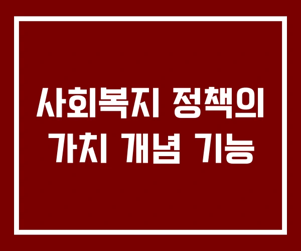 사회복지 정책의 가치 개념 기능