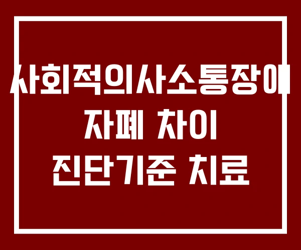 사회적의사소통장애 자폐 차이 진단기준 치료 사회적의사소통장애 자폐 차이 진단기준 치료
