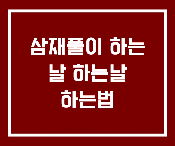 삼재풀이 하는 날 하는날 하는법