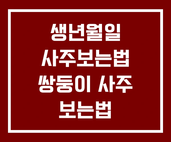 생년월일 사주보는법 쌍둥이 사주 보는법