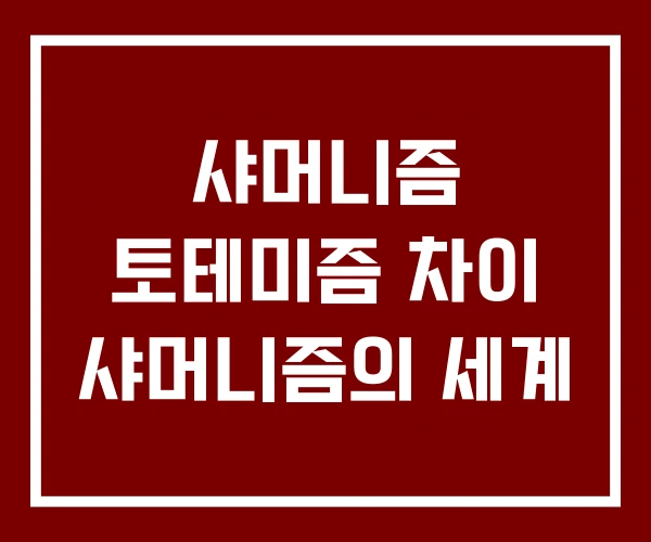 샤머니즘 토테미즘 차이 샤머니즘의 세계