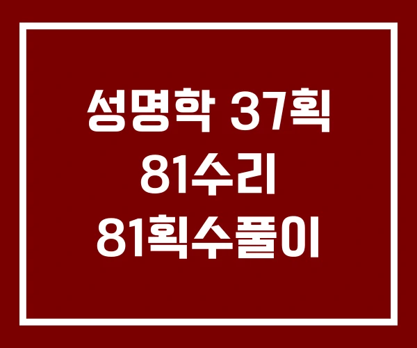 성명학 37획 81수리 81획수풀이