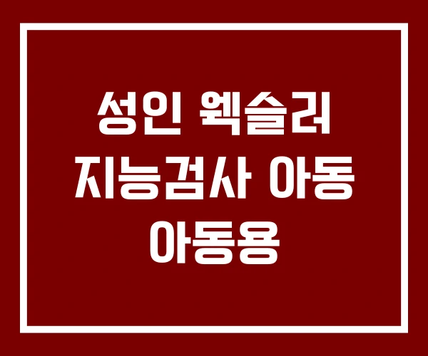 성인 웩슬러 지능검사 아동 아동용