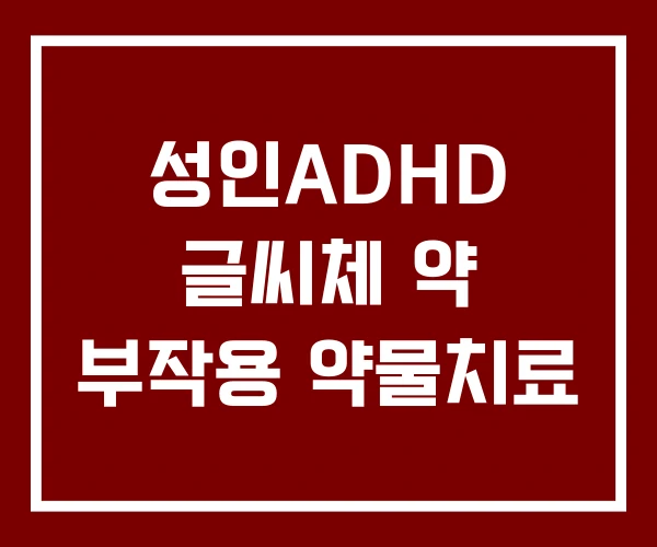 성인ADHD 글씨체 약 부작용 약물치료