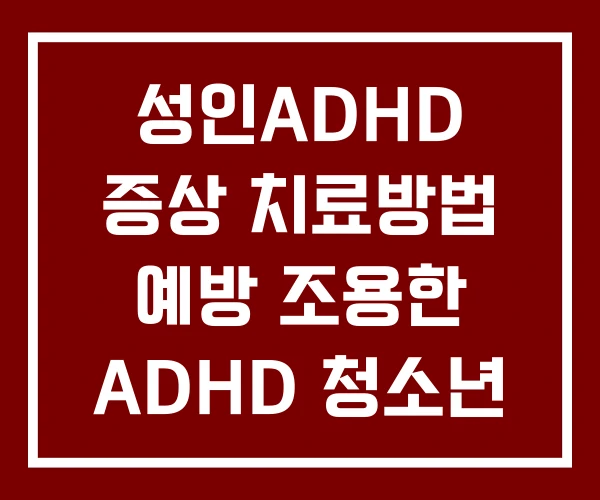 성인ADHD 증상 치료방법 예방 조용한 ADHD 청소년