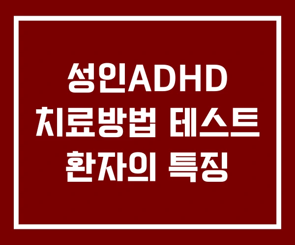 성인ADHD 치료방법 테스트 환자의 특징 성인ADHD 치료방법 테스트 환자의 특징