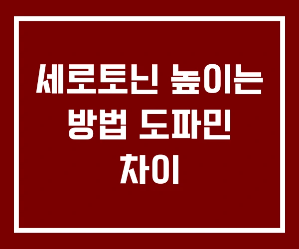 세로토닌 높이는 방법 도파민 차이 세로토닌 높이는 방법 도파민 차이