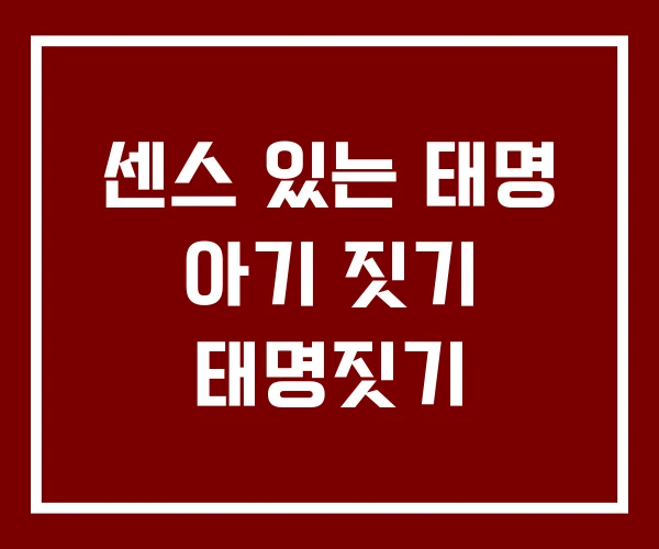 센스 있는 태명 아기 짓기 태명짓기