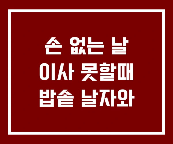 손 없는 날 이사 못할때 밥솥 날자와 손 없는 날 이사 못할때 밥솥 날자와