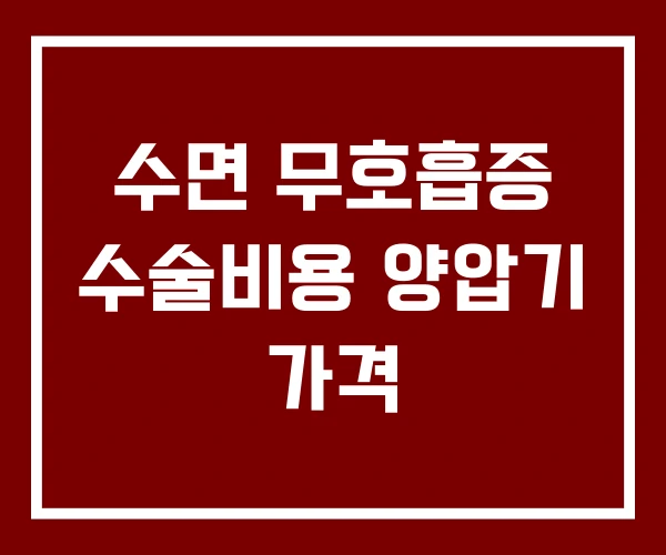 수면 무호흡증 수술비용 양압기 가격 수면 무호흡증 수술비용 양압기 가격