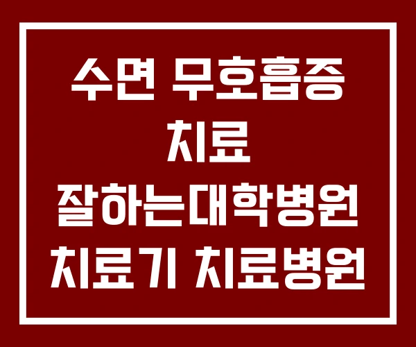 수면 무호흡증 치료 잘하는대학병원 치료기 치료병원 수면 무호흡증 치료 잘하는대학병원 치료기 치료병원