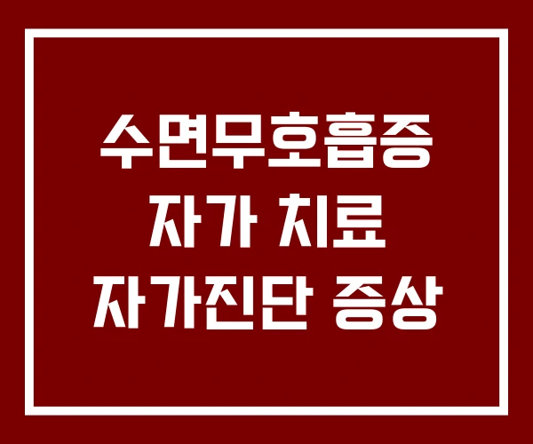 수면무호흡증 자가 치료 자가진단 증상 수면무호흡증 자가 치료 자가진단 증상