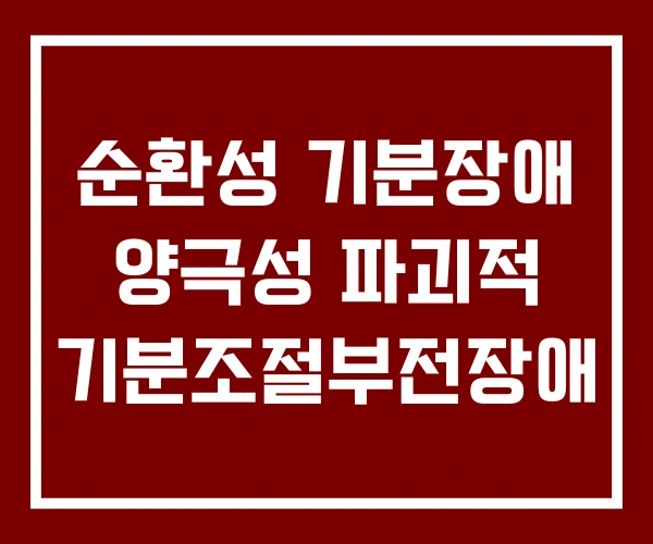 순환성 기분장애 양극성 파괴적 기분조절부전장애 순환성 기분장애 양극성 파괴적 기분조절부전장애