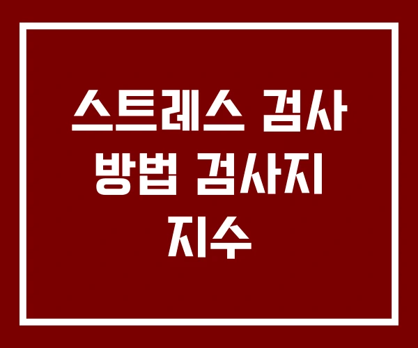 스트레스 검사 방법 검사지 지수
