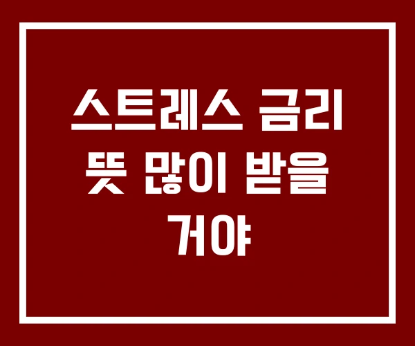 스트레스 금리 뜻 많이 받을 거야