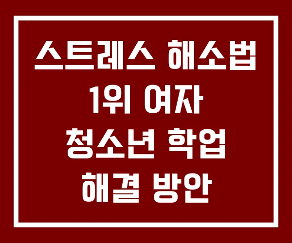 스트레스 해소법 1위 여자 청소년 학업 해결 방안