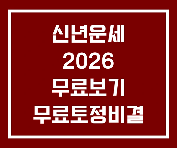 신년운세 2026 무료보기 무료토정비결