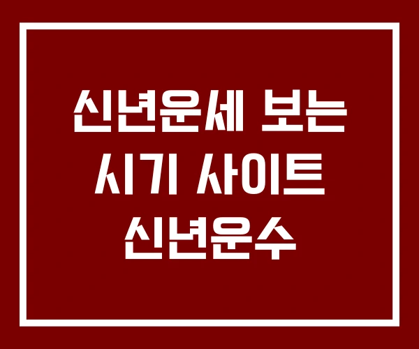 신년운세 보는 시기 사이트 신년운수