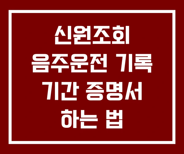 신원조회 음주운전 기록 기간 증명서 하는 법 신원조회 음주운전 기록 기간 증명서 하는 법